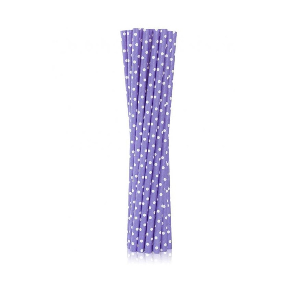 Colour Purple Dots Purple Paper Straw Set of 12