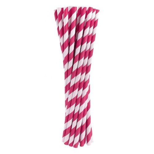 Colour Magenta paper straw pack of 24