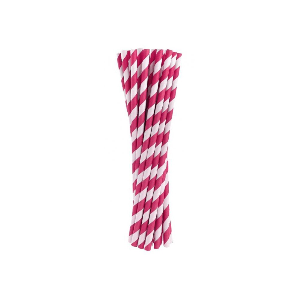 Colour Magenta paper straw pack of 24
