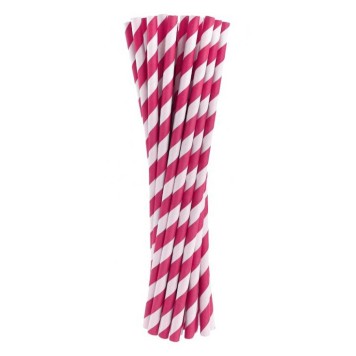 Colour Magenta paper straw pack of 24