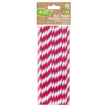 Colour Magenta paper straw pack of 24
