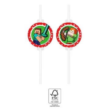 Minecraft Green paper straw, 4-piece set FSC