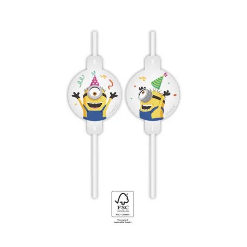 Minions The Rise of Gru paper straw, set of 4 FSC
