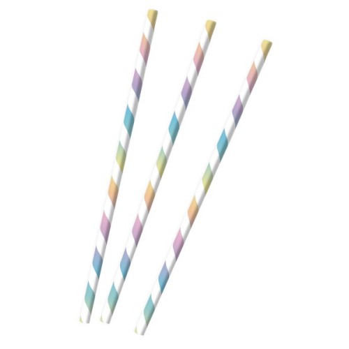 Colour Pastel Rainbow paper straw set, 12 pieces