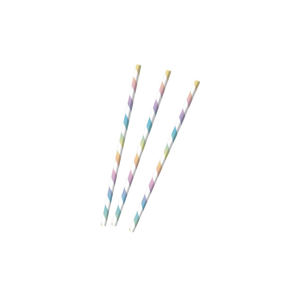 Colour Pastel Rainbow paper straw set, 12 pieces