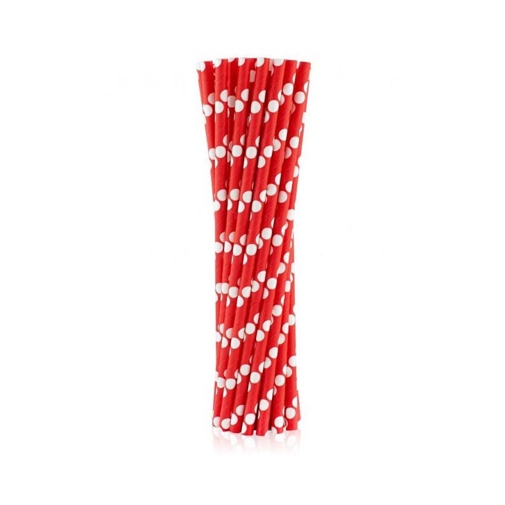 Colour Red Polka Dots Red Paper Straw Pack of 24