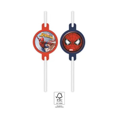 Spiderman Crime Fighter paper straw, 4-piece set FSC