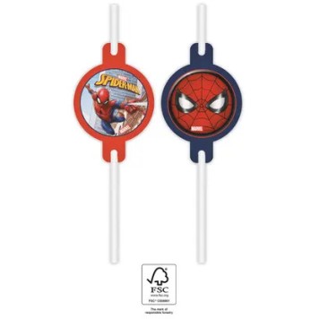 Spiderman Crime Fighter paper straw, 4-piece set FSC