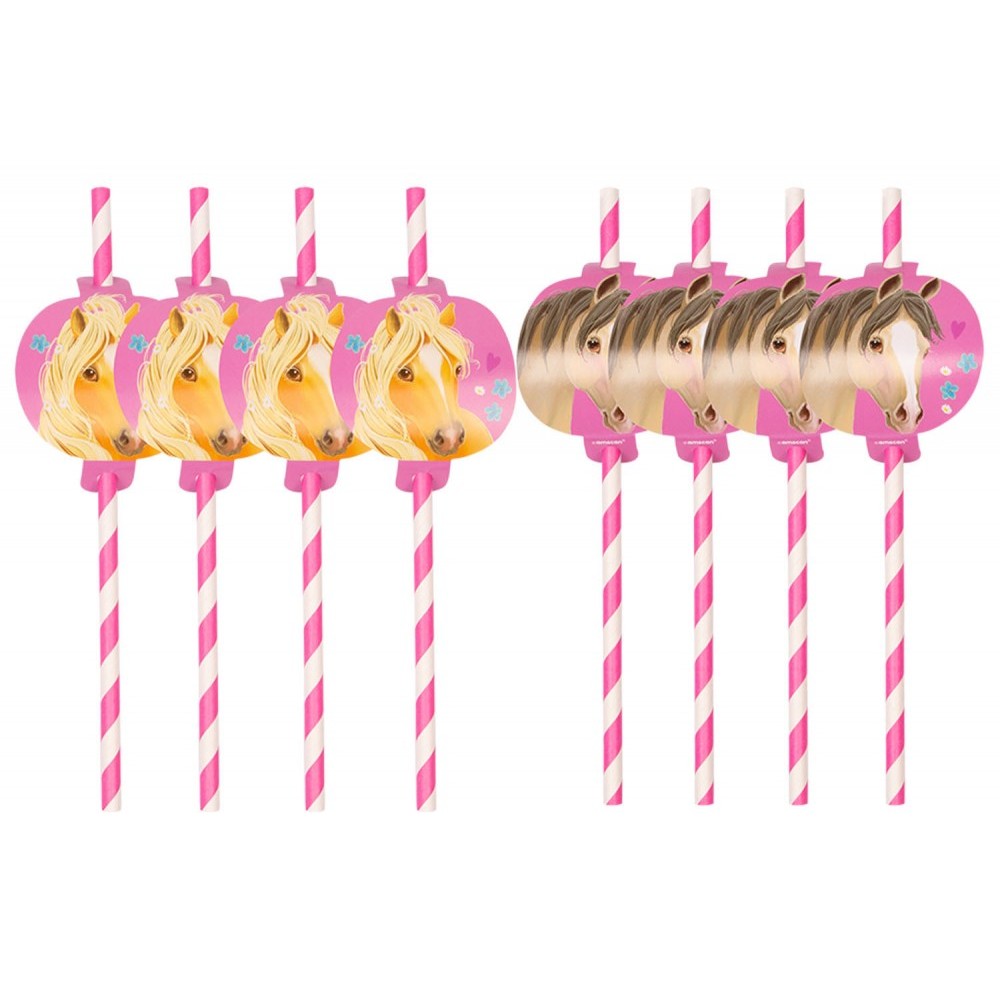 Horses Pretty Pony paper straw set, 8 pcs