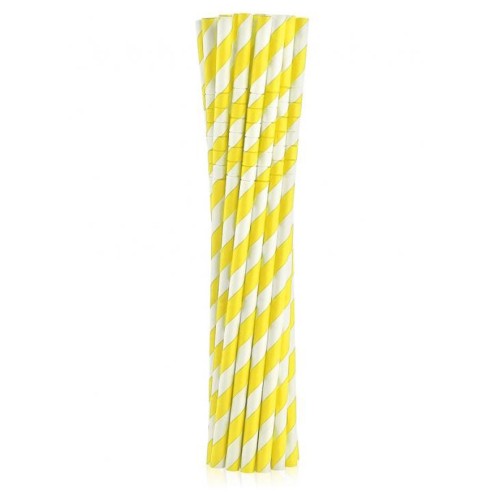 Colour Yellow Stripes Yellow Flexible Paper Straws 12 pcs