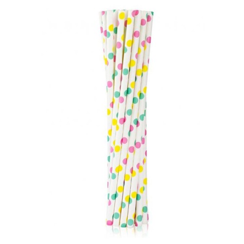 Colour Colorful Dots paper straw pack of 12