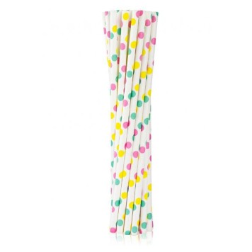Colour Colorful Dots paper straw pack of 12