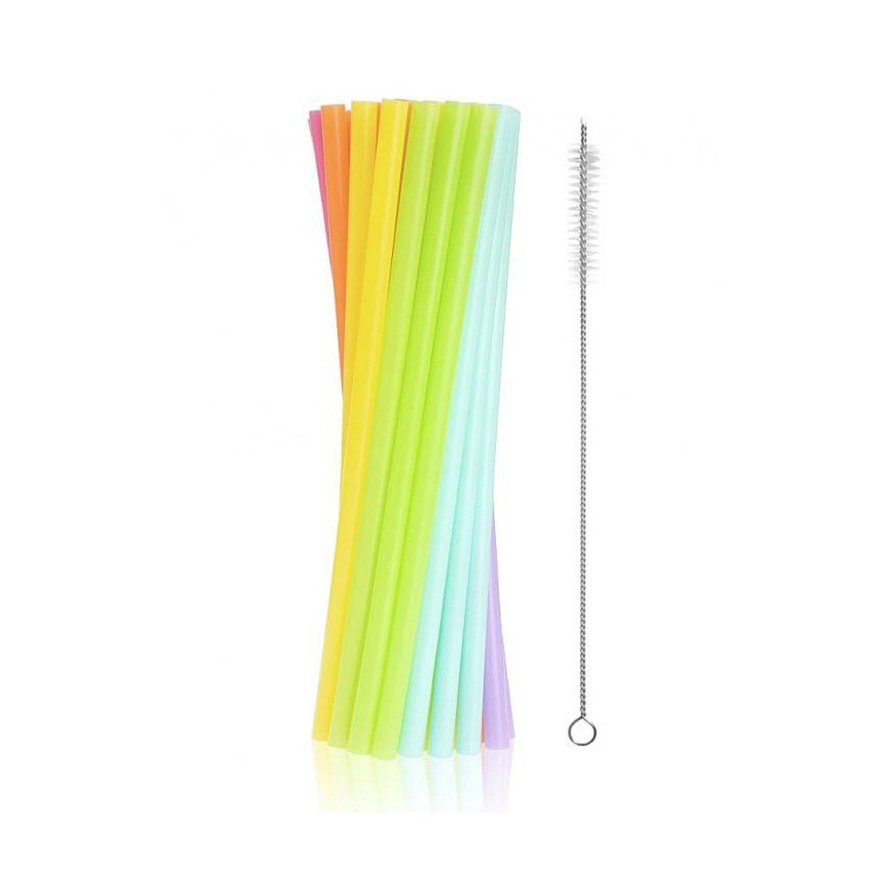 Colour Colors plastic reusable straw set of 17 + brush