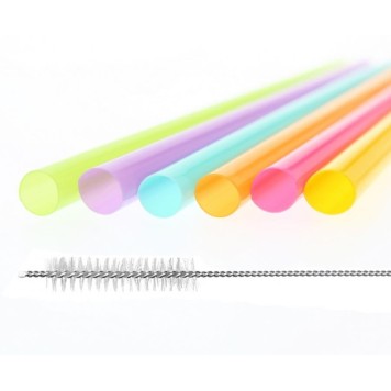 Colour Colors plastic reusable straw set of 17 + brush