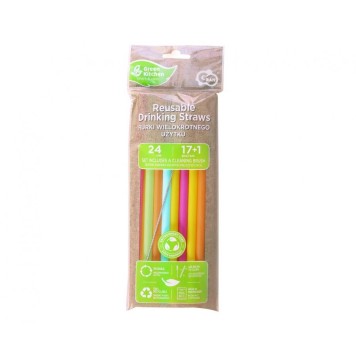 Colour Colors plastic reusable straw set of 17 + brush
