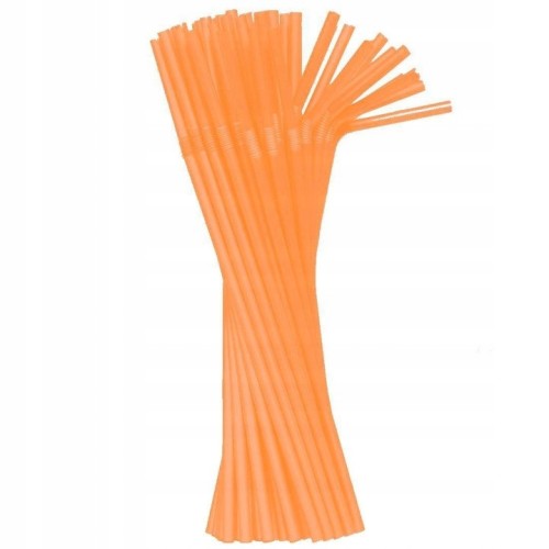 Colour Orange plastic straw 50 pcs