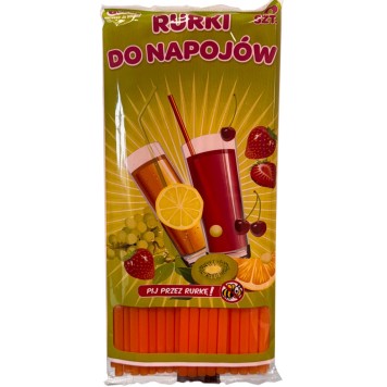 Colour Orange plastic straw 50 pcs