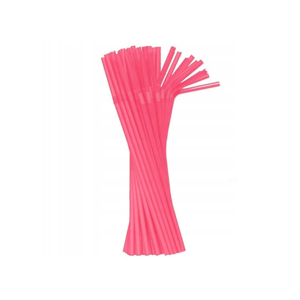 Colour Pink plastic straw 50 pcs
