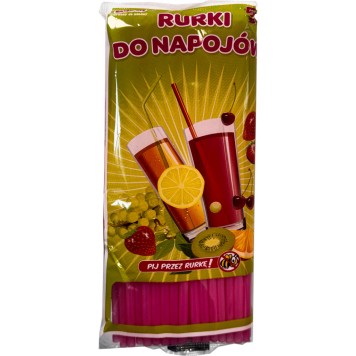 Colour Pink plastic straw 50 pcs