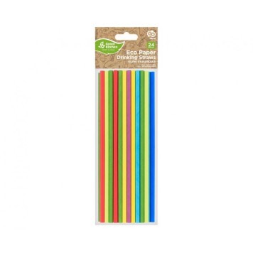 Colour Rainbow paper straw set of 24