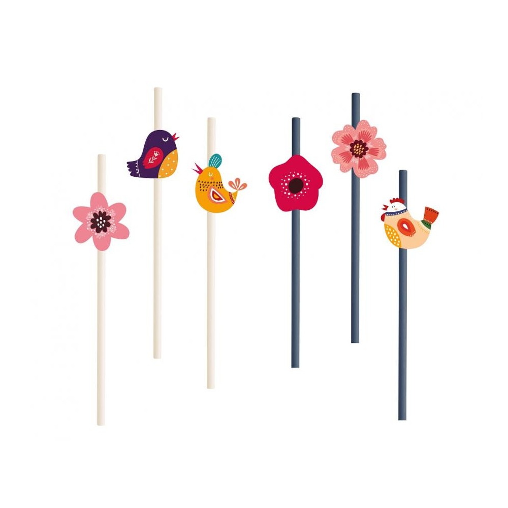 Spring Have Fun paper straw set of 6