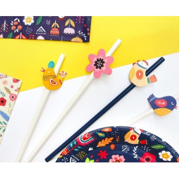 Spring Have Fun paper straw set of 6
