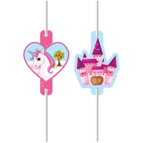 Unicorn Castle paper straw, set of 4