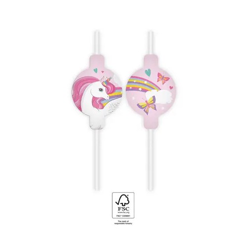 Unicorn Rainbow Colors paper straw, set of 4 FSC