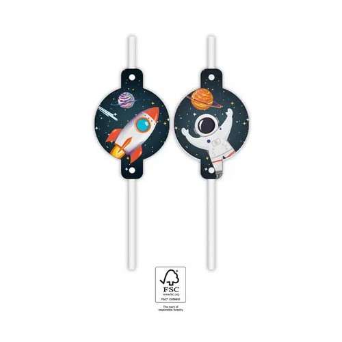 Space Rocket Space paper straw, set of 4 FSC
