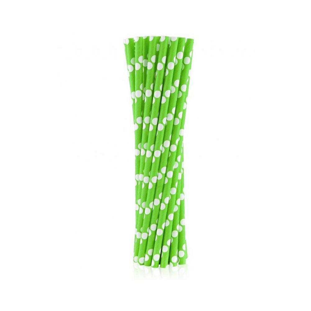 Colour Green Polka Dots Green Paper Straw, Pack of 24