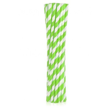 Colour Green Stripes Green Flexible Paper Straw 12 pcs