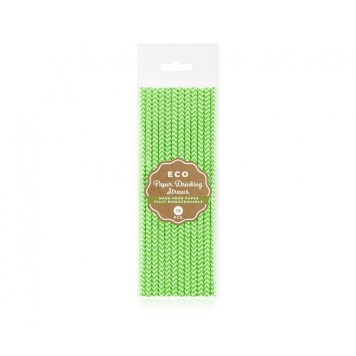 Colour Lime Green Chevron Green Paper Straw Pack of 12