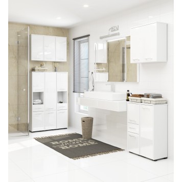 Meuble de salle de bain 30x85x30cm Blanc brillant