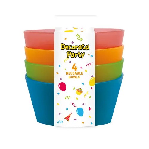 Colour semi-transparent plastic deep plate, set of 4