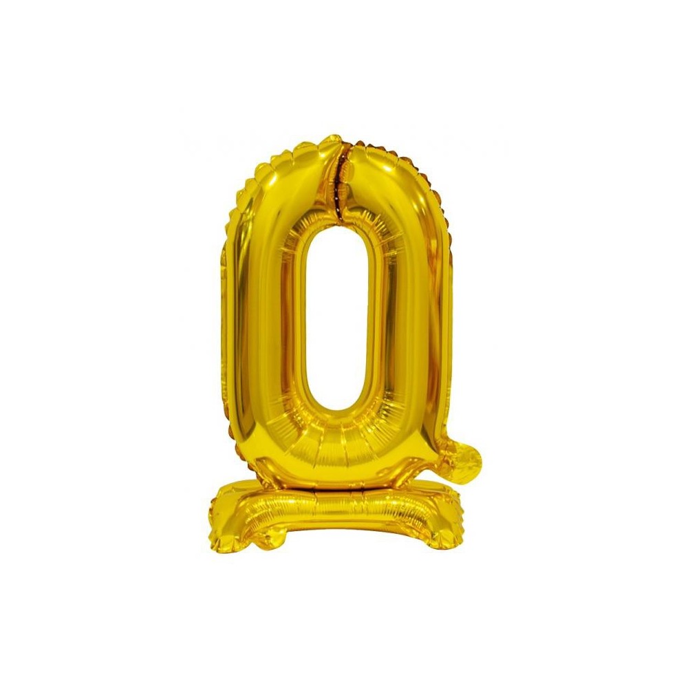 Number B&C Gold Gold Mini Number 0 Foil Balloon with Base 38 cm
