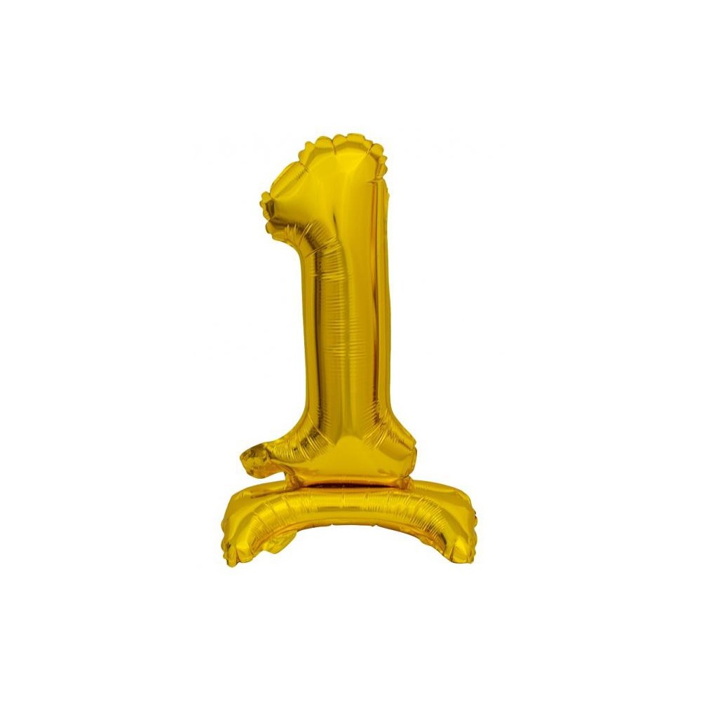 Number B&C Gold Gold mini number 1 foil balloon with base 38 cm