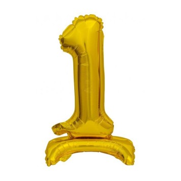 Number B&C Gold Gold mini number 1 foil balloon with base 38 cm