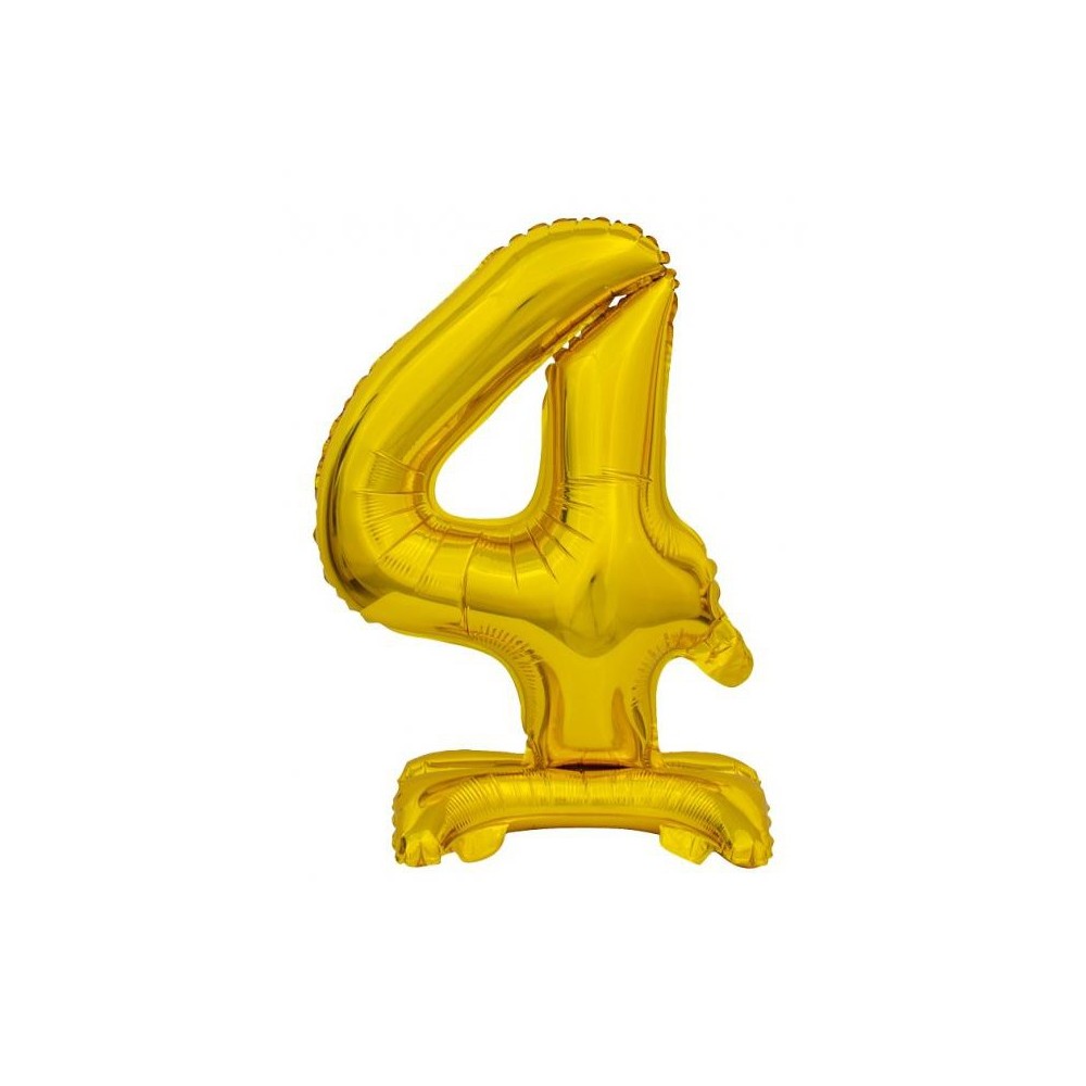 Number B&C Gold Gold Mini Number 4 Foil Balloon with Base 38 cm