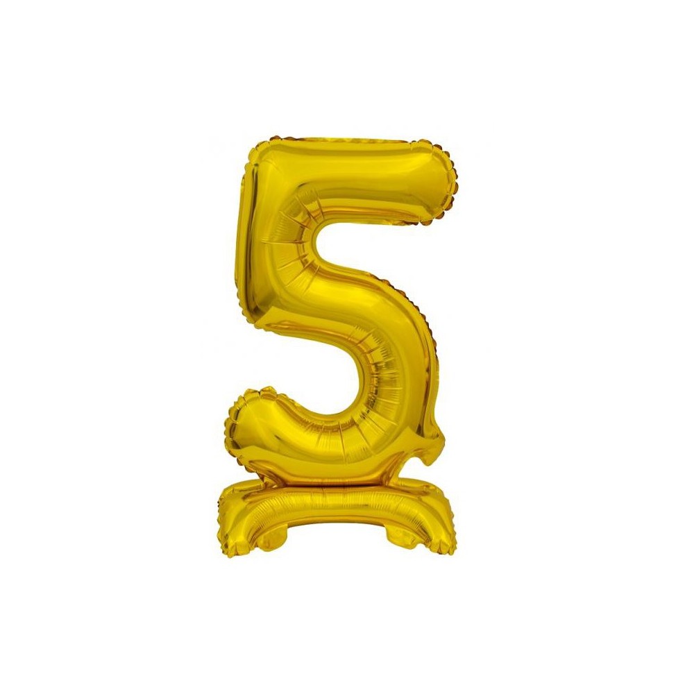 Number B&C Gold Gold Mini Number 5 Foil Balloon with Base 38 cm