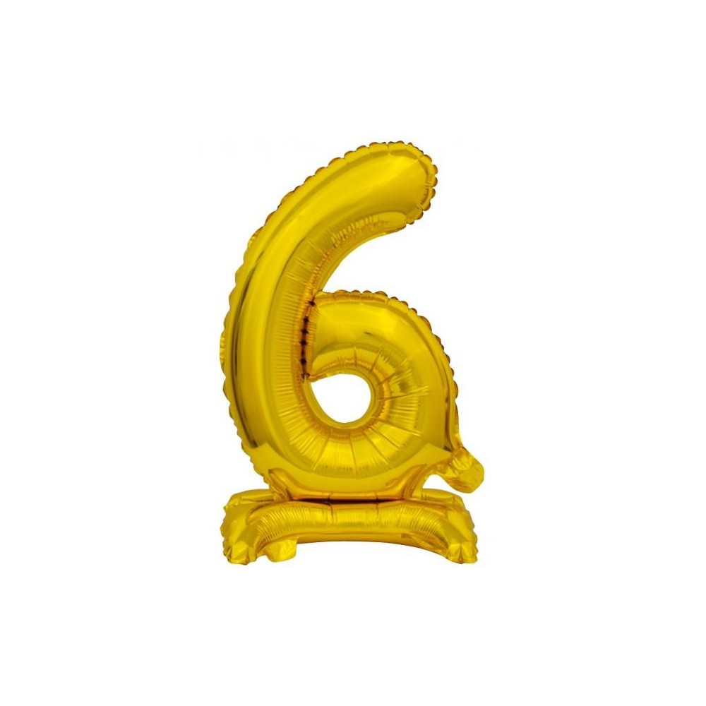 Number B&C Gold Gold mini number 6 foil balloon with base 38 cm