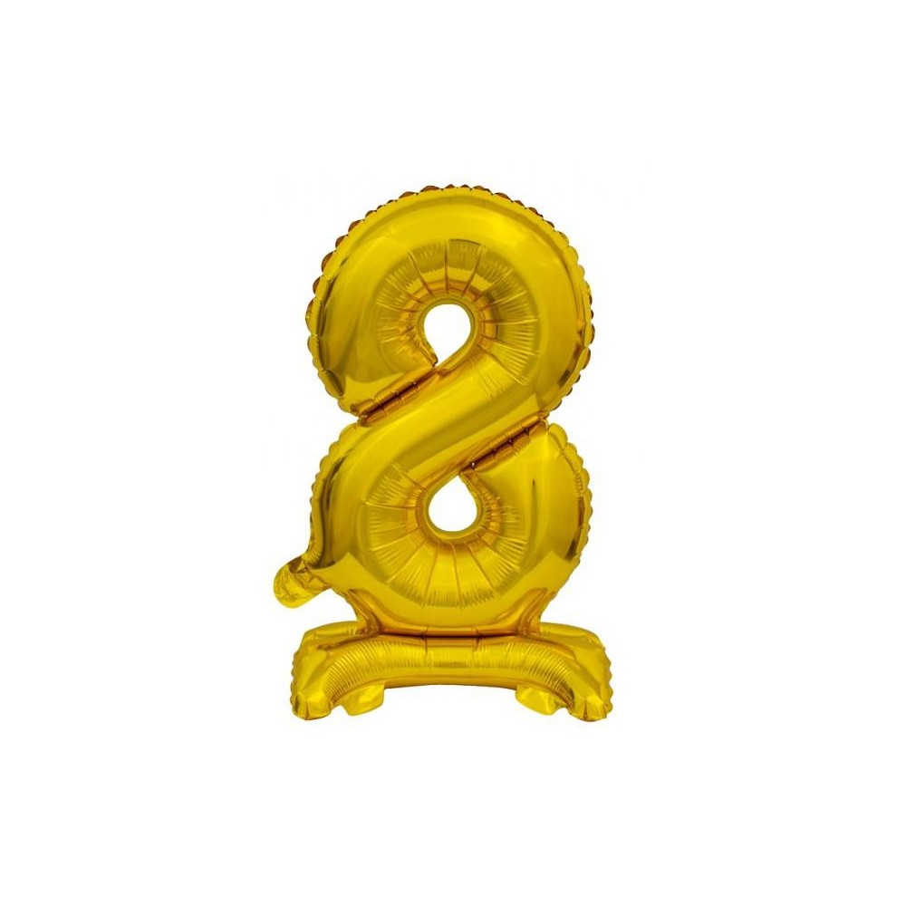 Number B&C Gold Gold Mini Number 8 Foil Balloon with Stand 38 cm