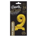 Number B&C Gold Gold mini 9 number foil balloon with base 38 cm