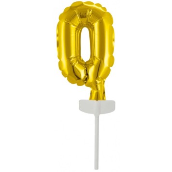 Number Gold, Gold number 0 foil balloon for cake 13 cm