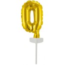 Number Gold, Gold number 0 foil balloon for cake 13 cm