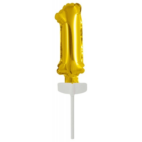 Number Gold, Number 1 Gold foil balloon for cake 13 cm