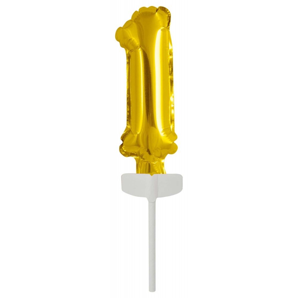 Number Gold, Number 1 Gold foil balloon for cake 13 cm