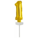 Number Gold, Number 1 Gold foil balloon for cake 13 cm