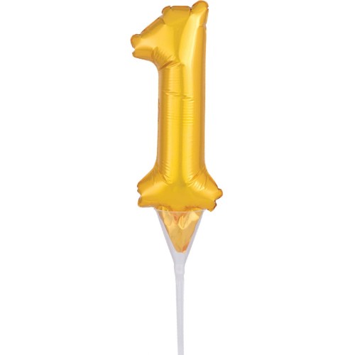 Number Gold number 1 foil balloon for cake 15 cm