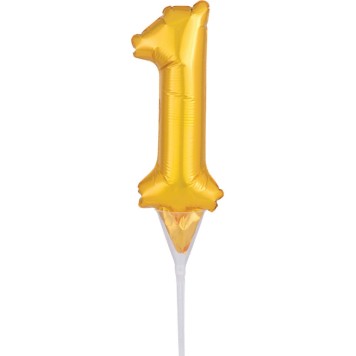 Number Gold number 1 foil balloon for cake 15 cm