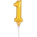 Number Gold number 1 foil balloon for cake 15 cm